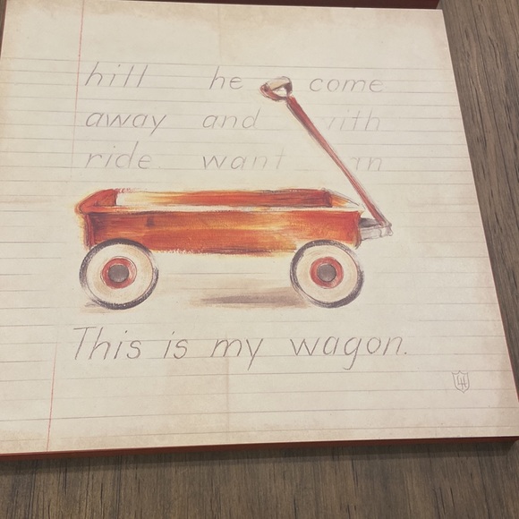 Art work - Pottery Barn Kids - set of 4 - Scooter, Red Car, Little Wagon, Bike - Picture 5 of 9